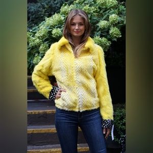 Yellow White Mink Jacket Checker Board